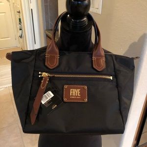New with tags FRYE  Black satchel leather trim.